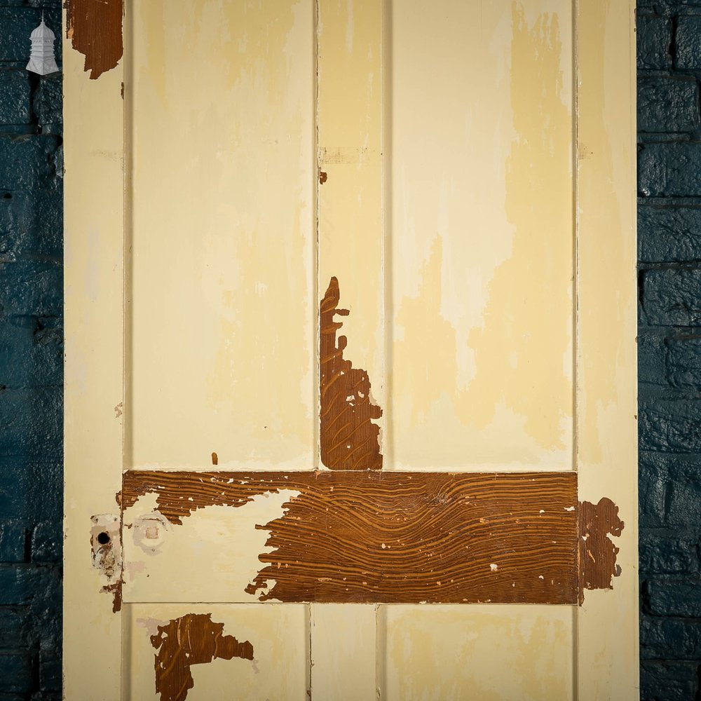 Pine Paneled Door, 4 Panel Distressed Painted