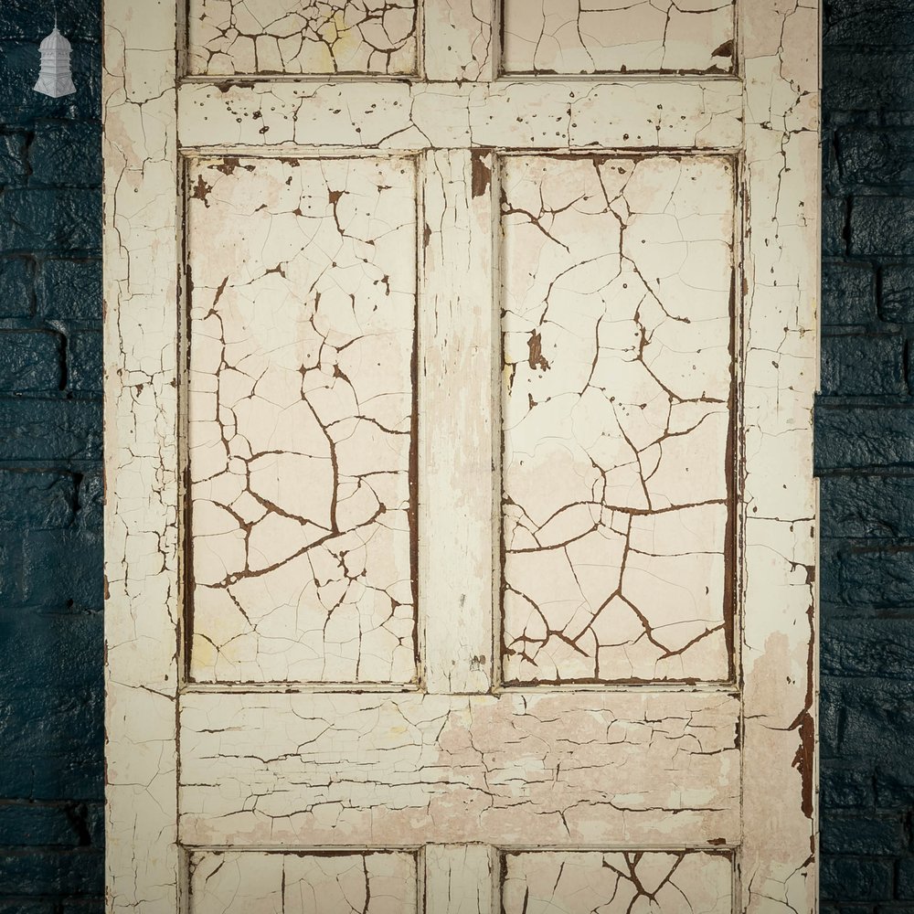 Pine Panelled Door, 6 Panel with Distressed White Painted Finish