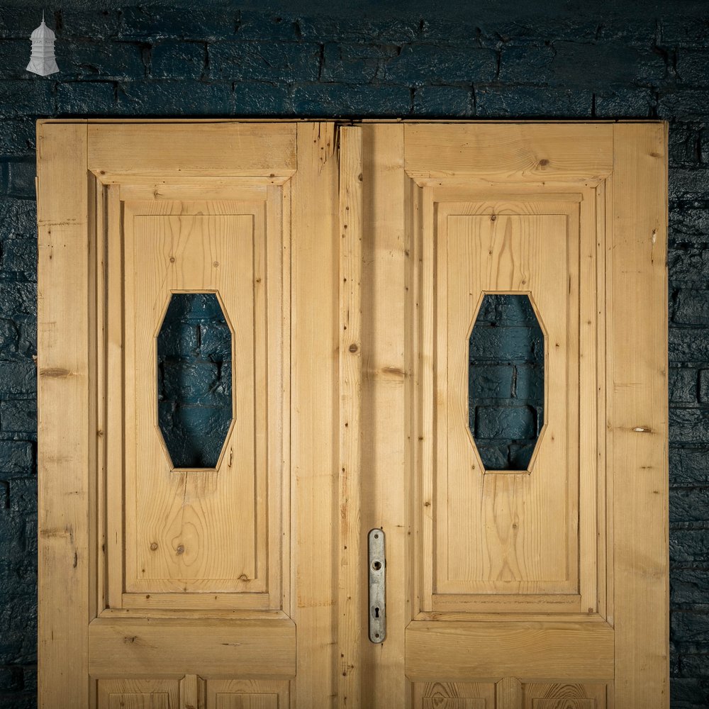 Half Glazed Doors, Pair of Victorian Moulded Pine Panelled Doors