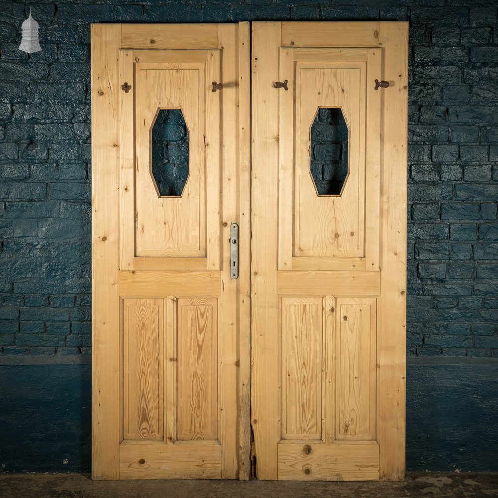 Half Glazed Doors, Pair of Victorian Moulded Pine Panelled Doors