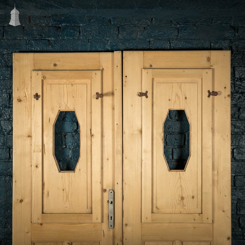 Half Glazed Doors, Pair of Victorian Moulded Pine Panelled Doors