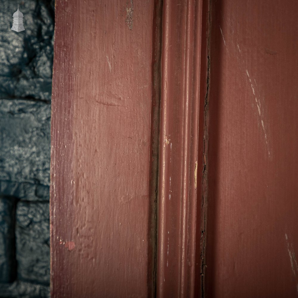 Pine Panelled Door, Moulded 4 Panel Front Door, Red Painted Finish