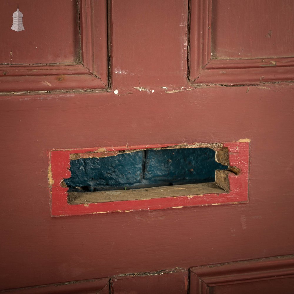 Pine Panelled Door, Moulded 4 Panel Front Door, Red Painted Finish