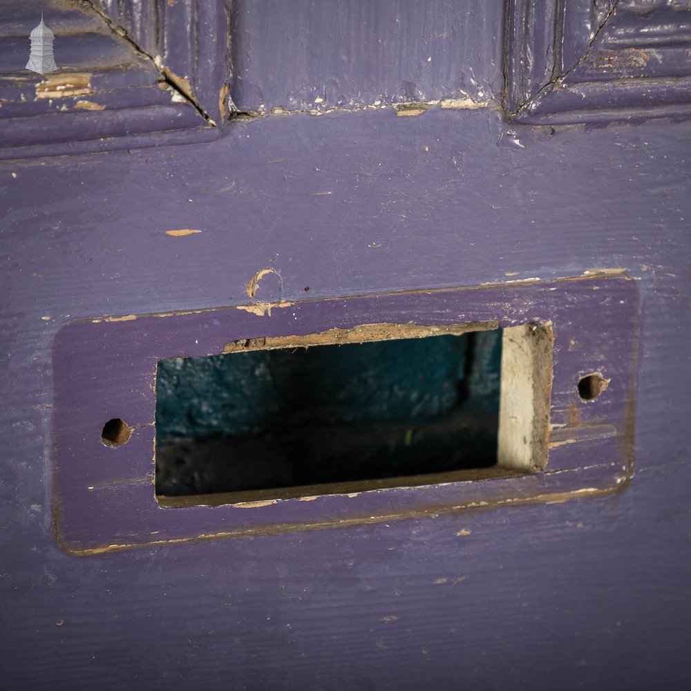 Pine Panelled Door, Moulded 4 Panel Purple Painted Front Door