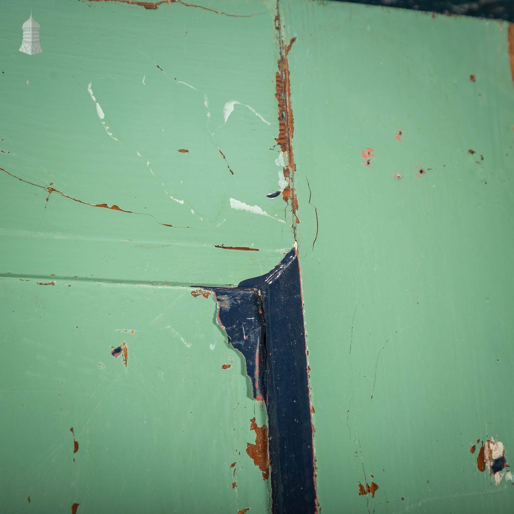 Pitch Pine Panelled Door, Blue Painted 4 Panel