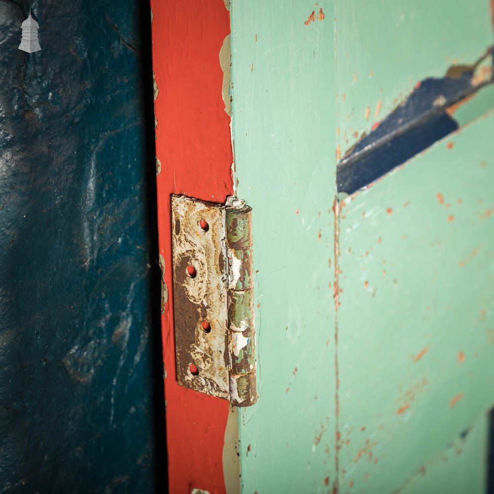 Pitch Pine Panelled Door, Blue Painted 4 Panel