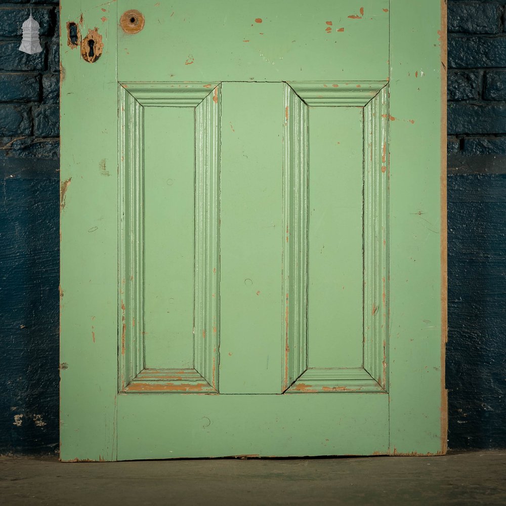 Pine Paneled Door, 4 Panel Green Painted