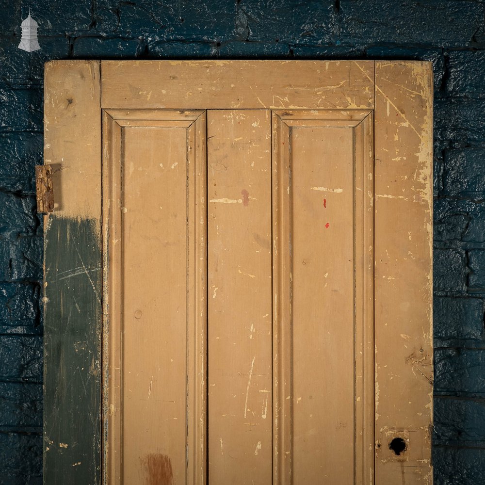 Pine Paneled Door, 4 Panel Green Painted