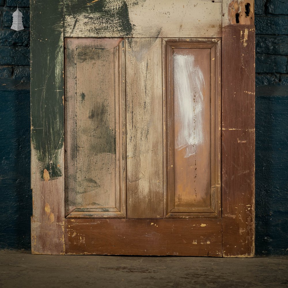 Pine Paneled Door, 4 Panel Green Painted