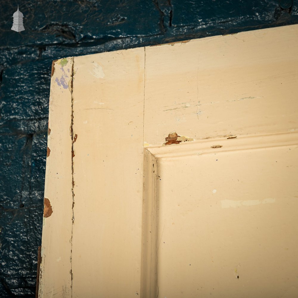 Pine Panelled Door, Moulded 4 Panel, Blue Distressed Paint Finish