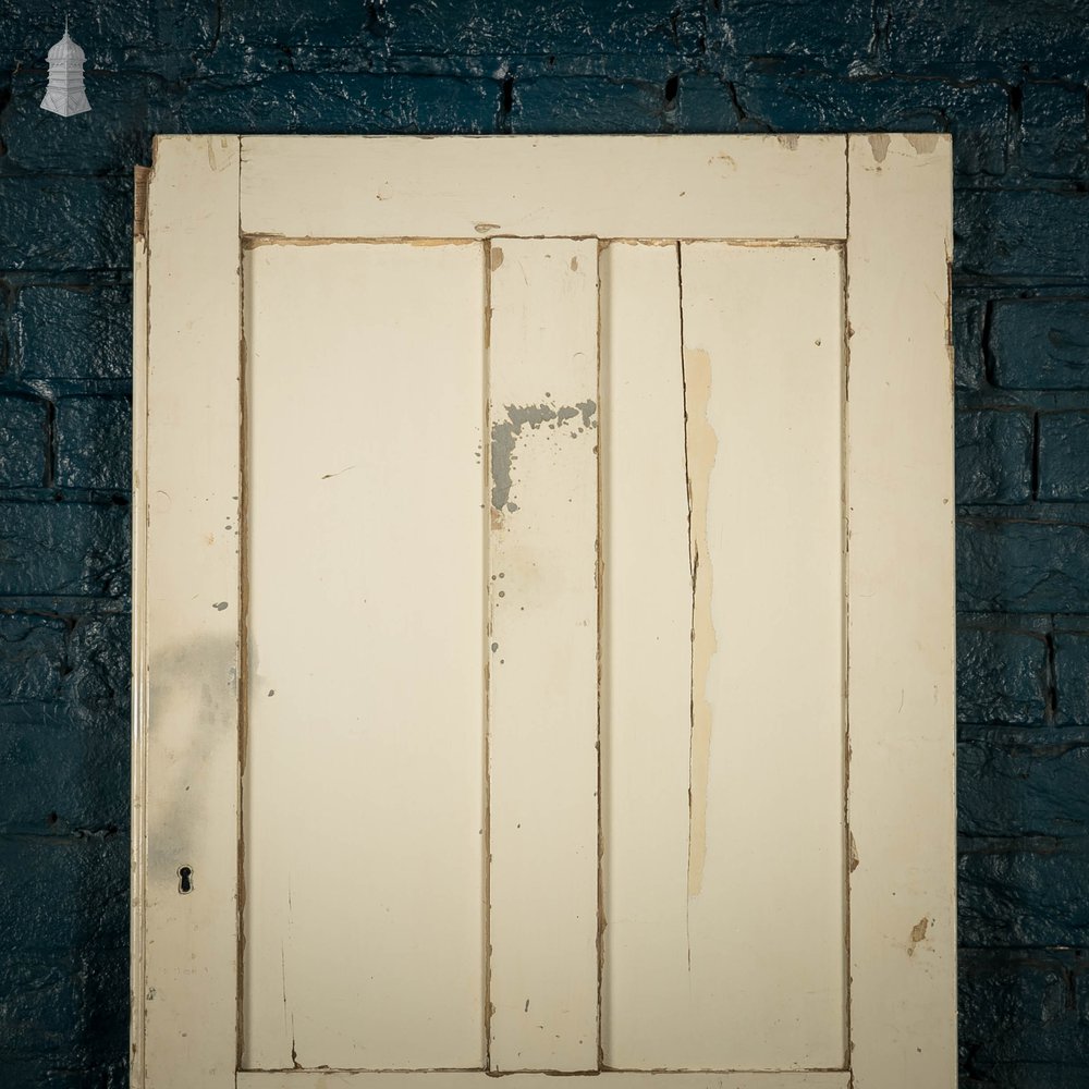 Panelled Cupboard Door, White Painted Pine 4 Panel Door