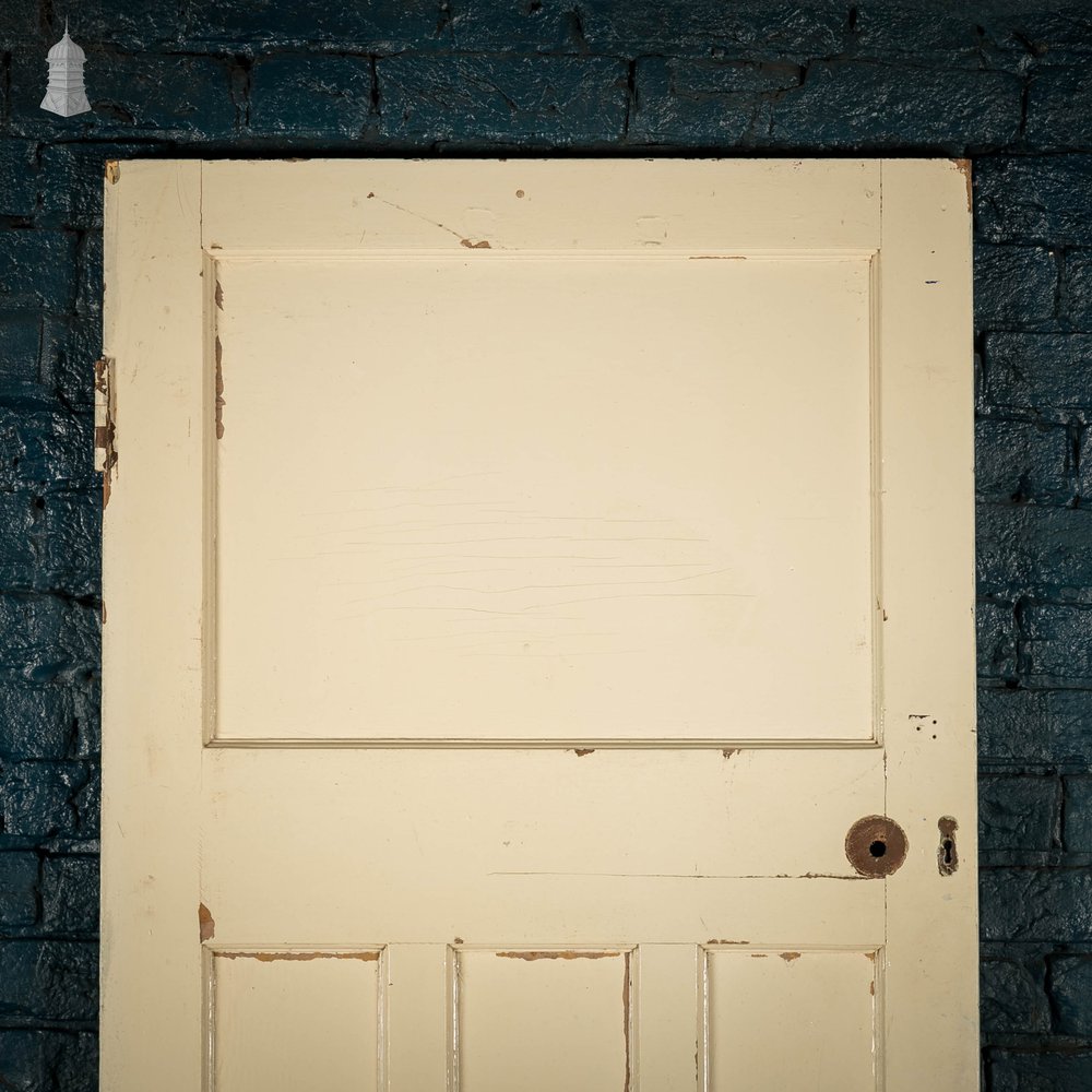 Pine Panelled Door, Green Painted, 1 over 3 Panel 1930’s Style Door