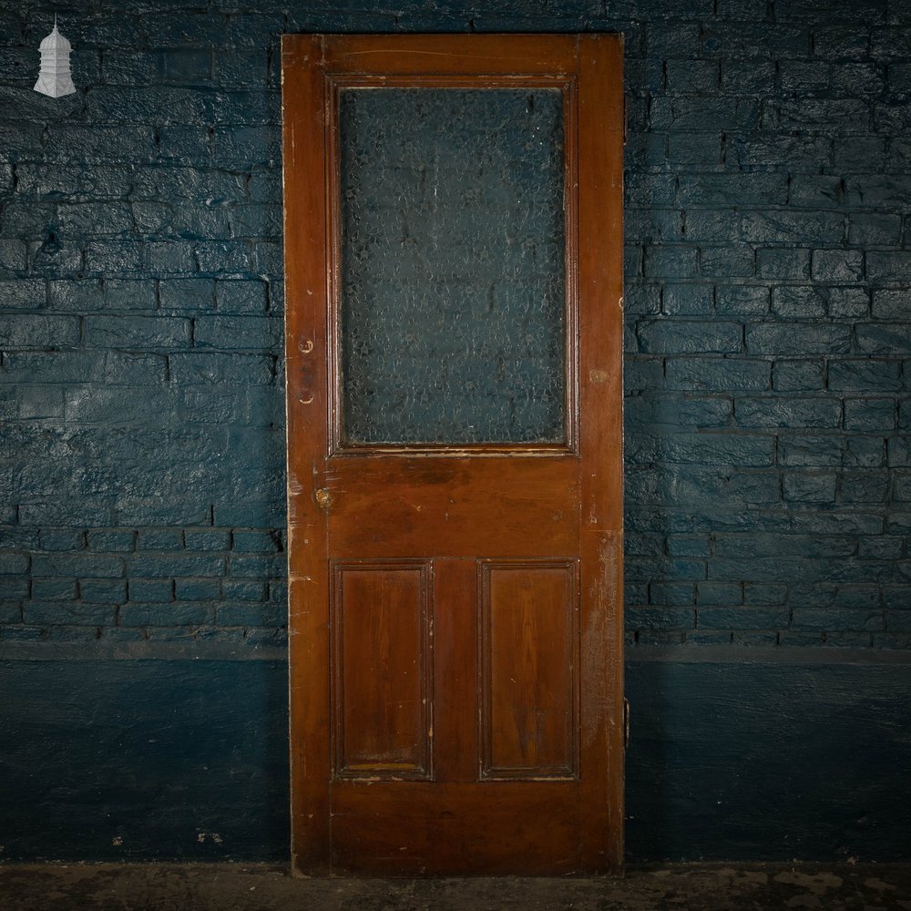 Half Glazed Door, 3 Panel with Floral Textured Glass