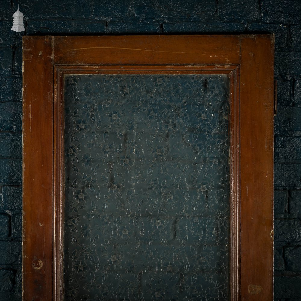 Half Glazed Door, 3 Panel with Floral Textured Glass