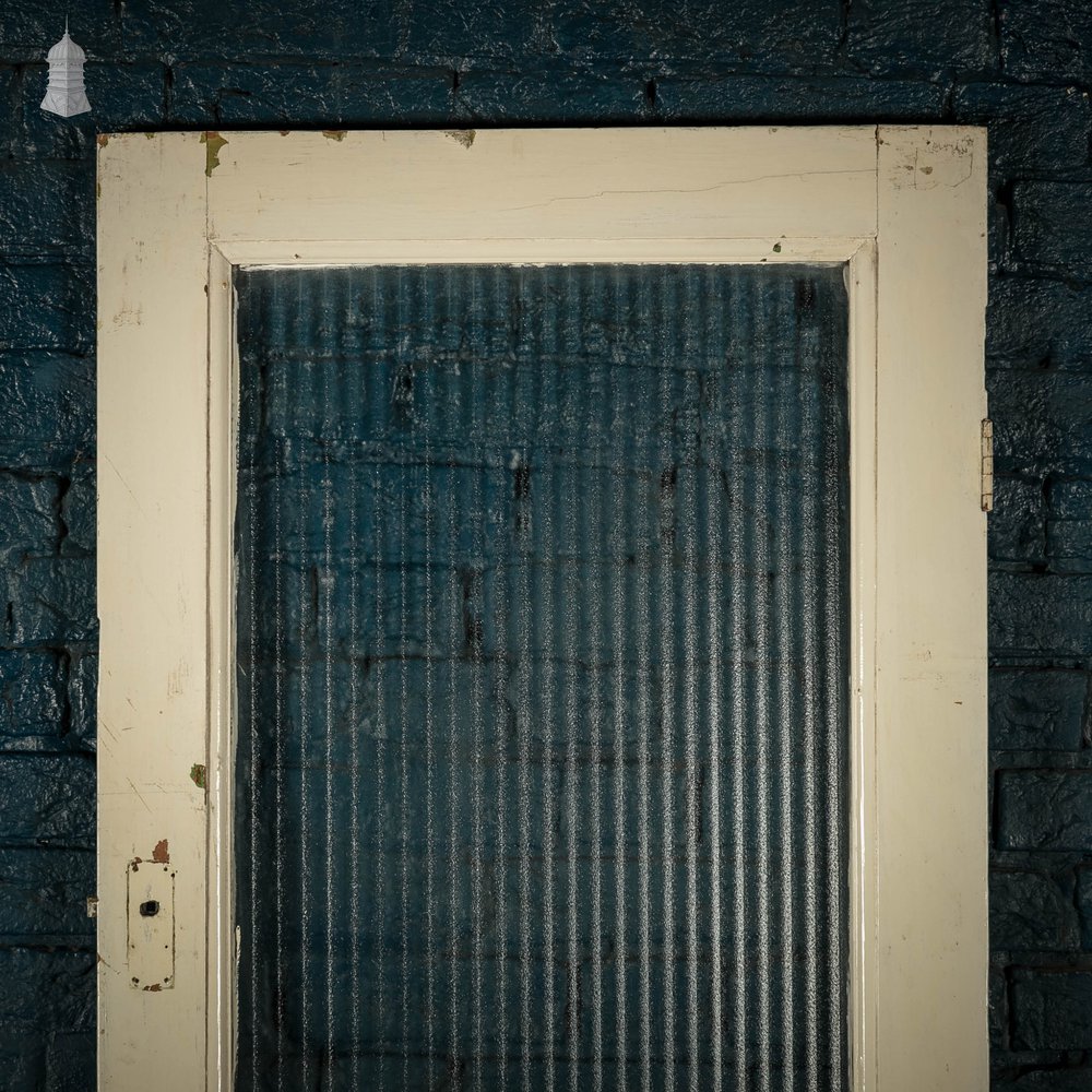 Half Glazed Door, White Painted Panelled Door with ‘Reeded’ Style Textured Glass