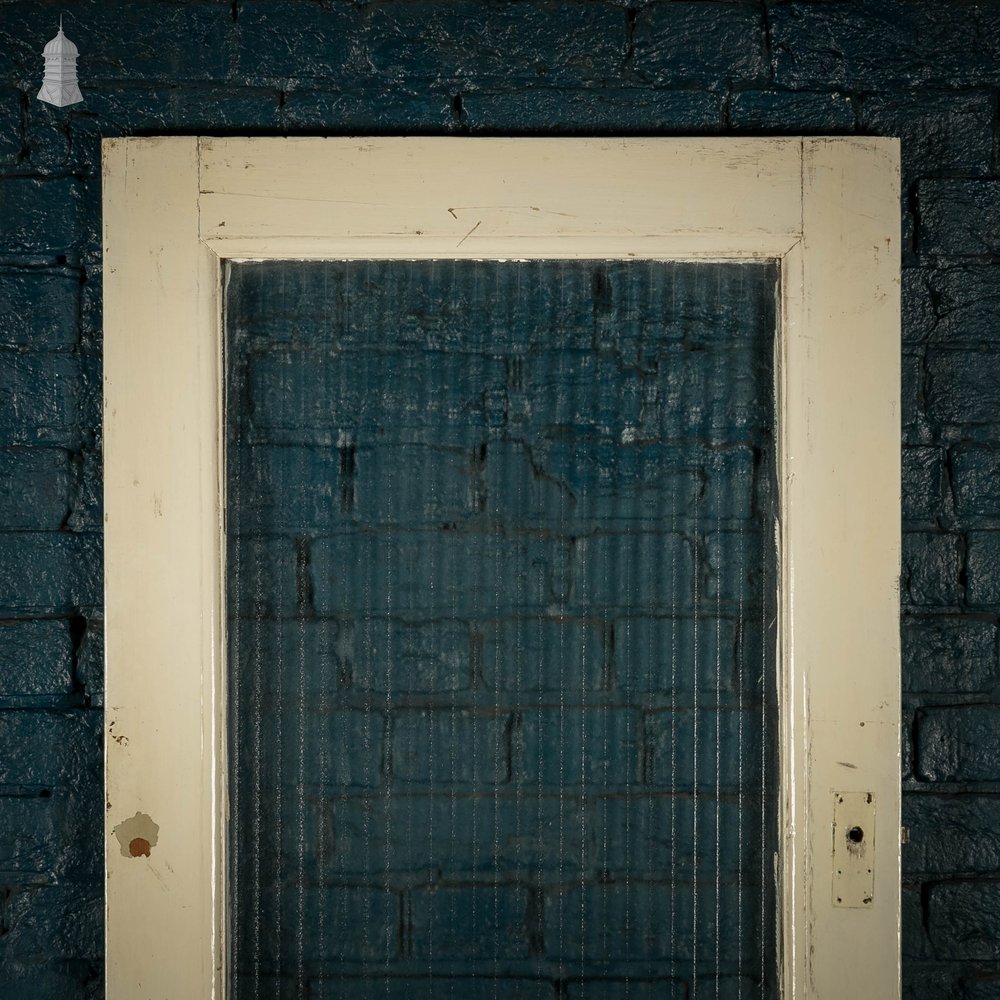 Half Glazed Door, White Painted Panelled Door with ‘Reeded’ Style Textured Glass