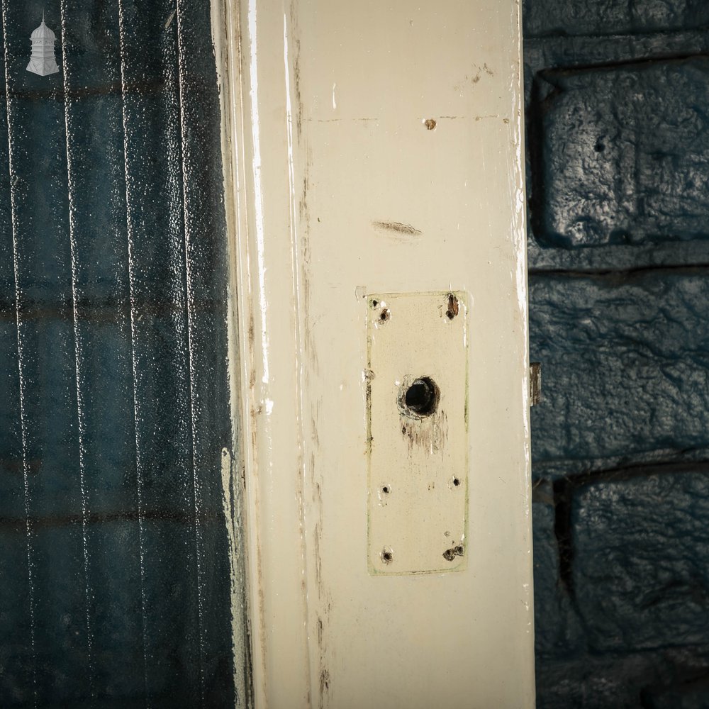 Half Glazed Door, White Painted Panelled Door with ‘Reeded’ Style Textured Glass