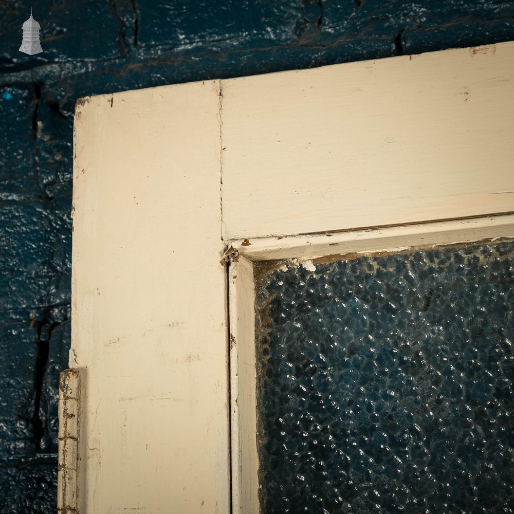 Half Glazed Door, Moulded Panelled Pine Door with ‘Arctic’ Style Textured Glass