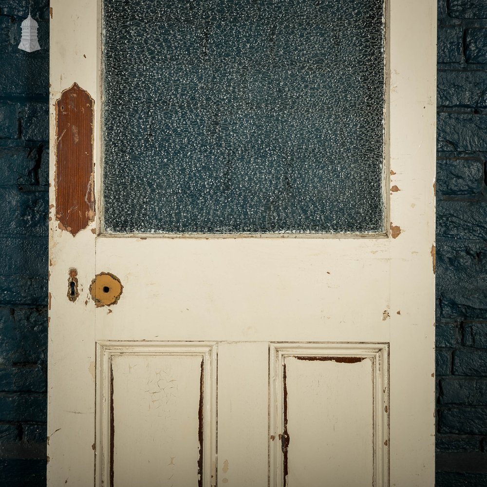 Half Glazed Door, Moulded Panelled Door Fitted with ‘Arctic’ Style Textured Glass