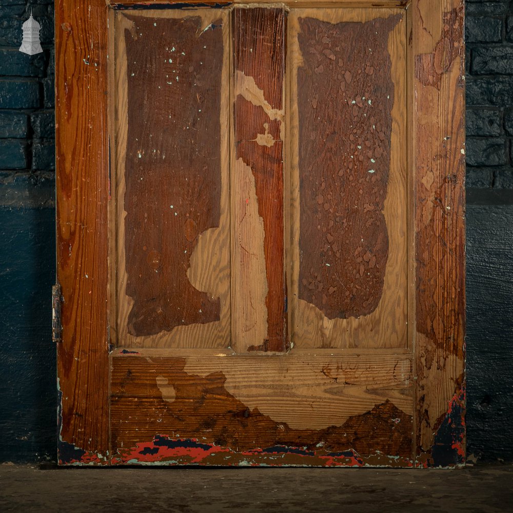 Pitch Pine Panelled Doors, Pair of 4 Panel Doors with Green Distressed Paint Finish