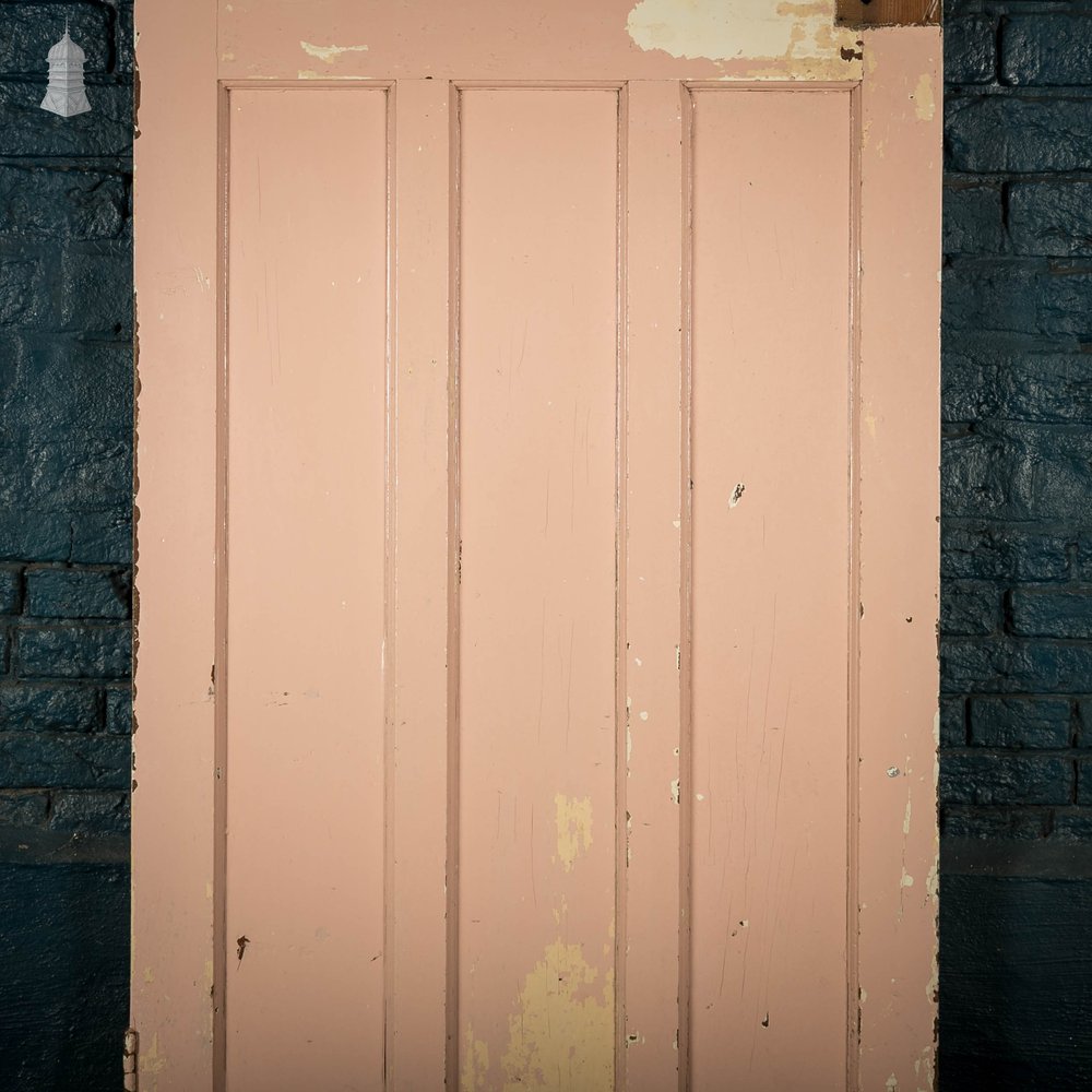 Pine Panelled Door, 1 over 3 Panel Pink Painted 1930’s Style Door