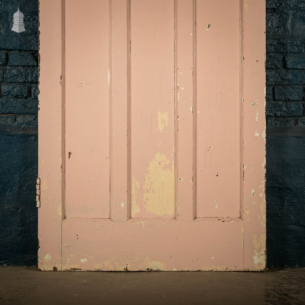 Pine Panelled Door, 1 over 3 Panel Pink Painted 1930’s Style Door