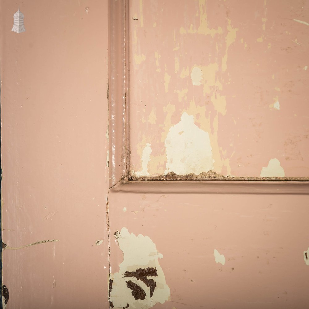 Pine Panelled Door, 1 over 3 Panel Pink Painted 1930’s Style Door