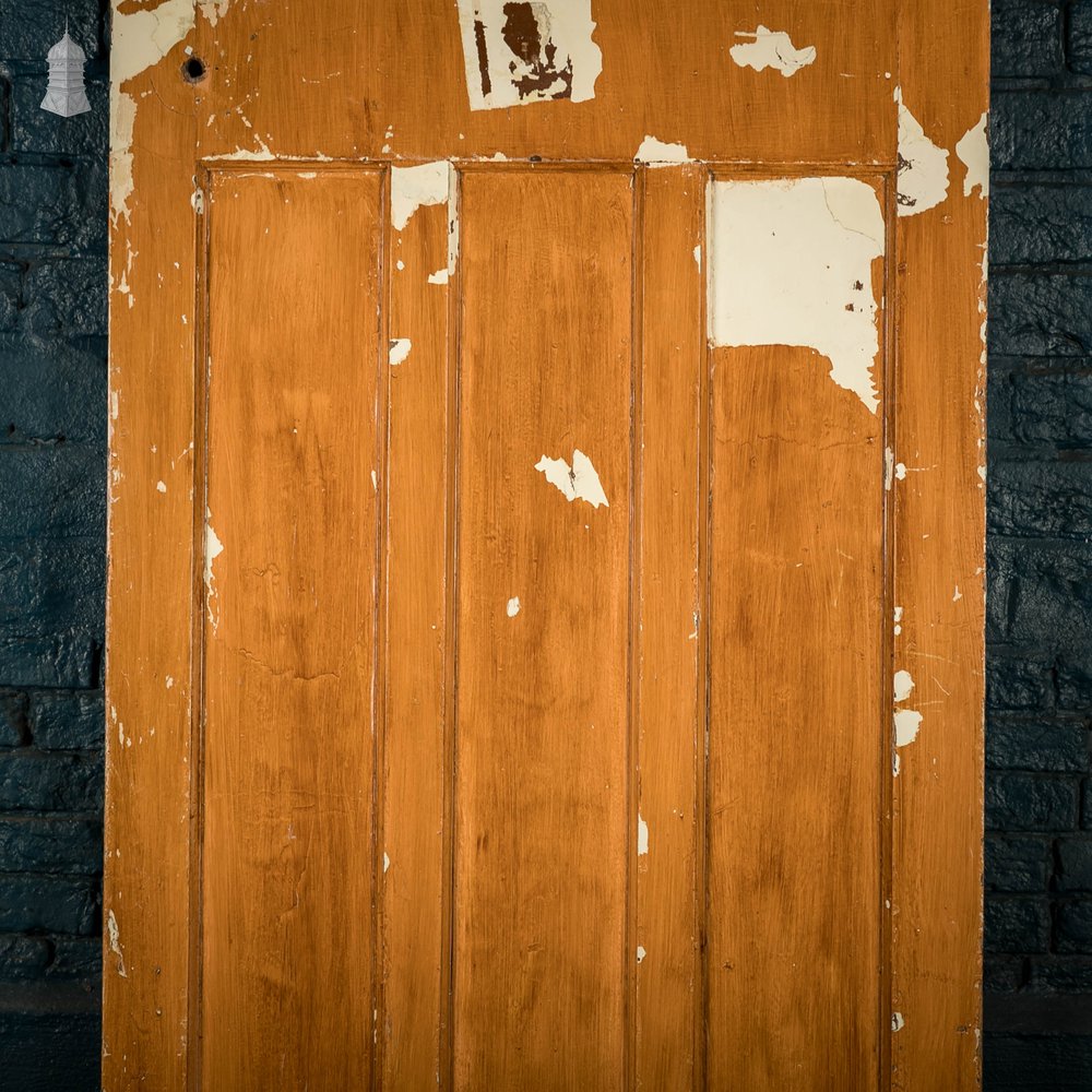 Pine Panelled Door, 1 over 3 Panel Pink Painted 1930’s Style Door