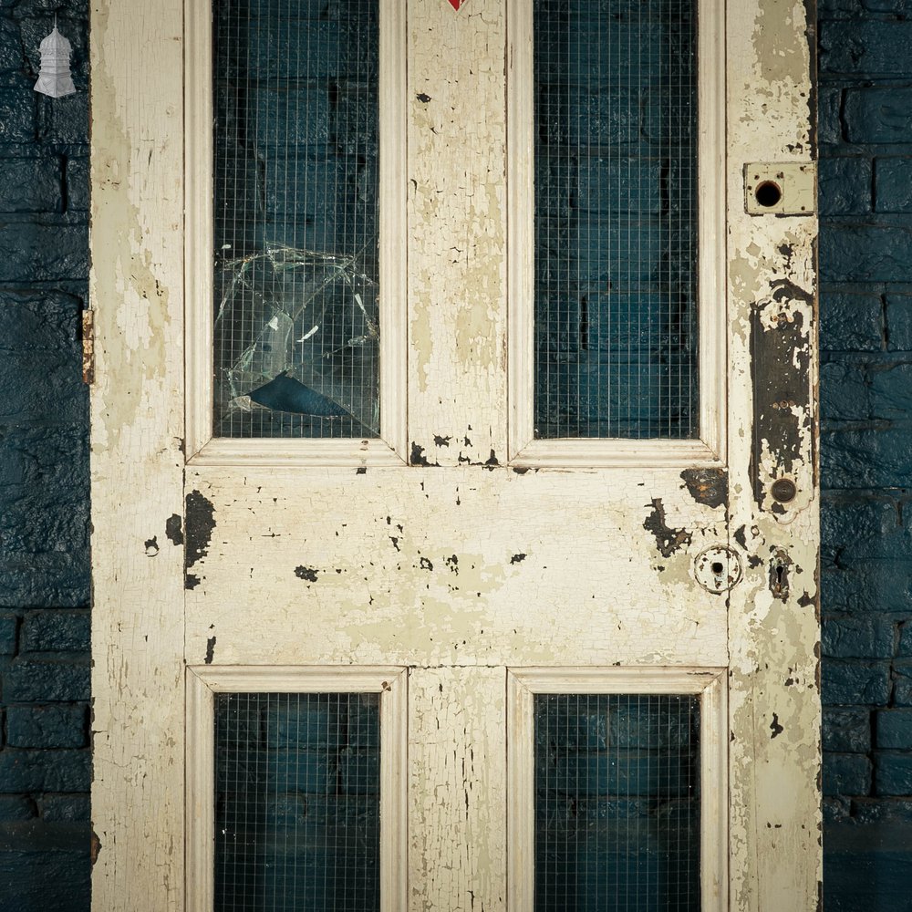 Hardwood Glazed Door, Moulded Glazed Door fitted with Wired Safety Glass