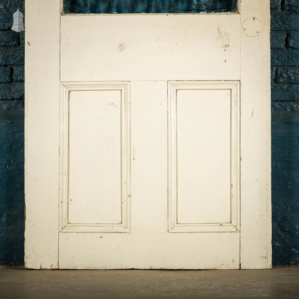 Half Glazed Door, Moulded White Painted Pine Door with Textured Glass