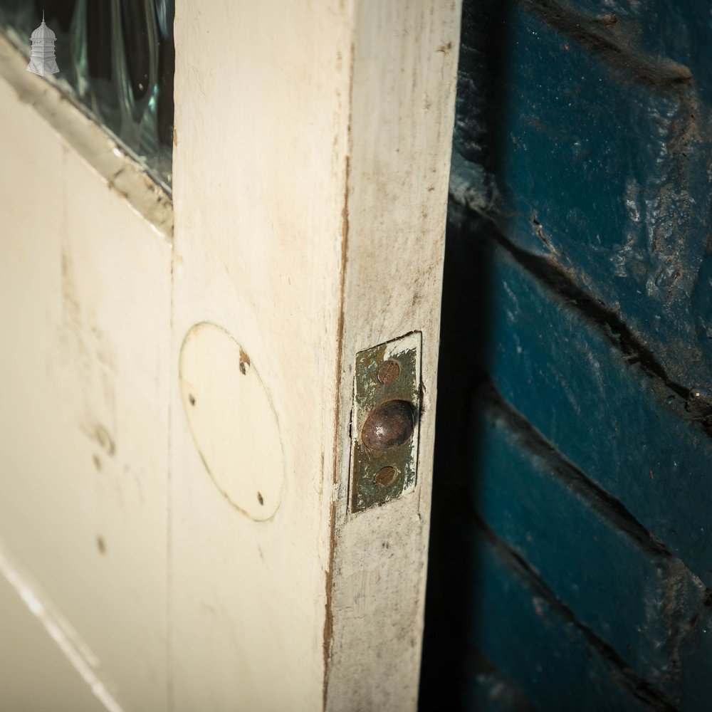 Half Glazed Door, Moulded White Painted Pine Door with Textured Glass