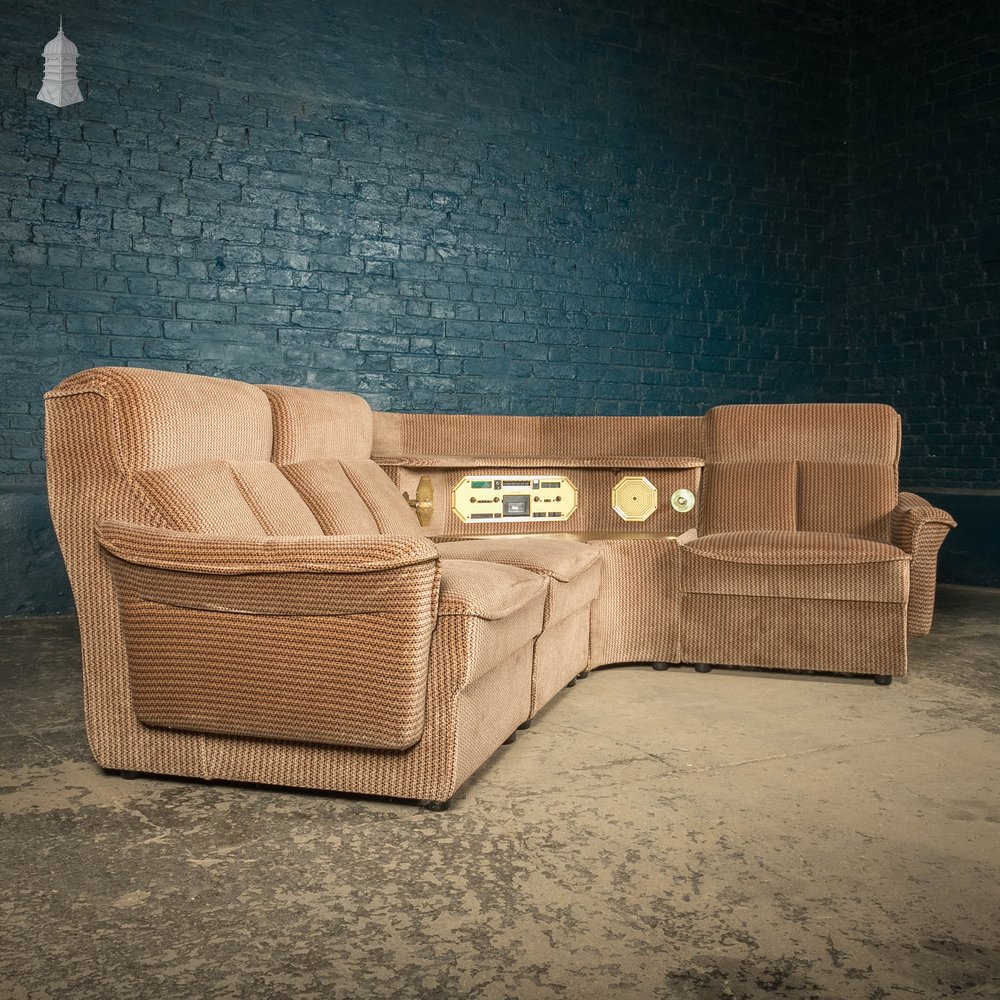 Modular Corner Sofa, Rare 1980’s Corner Suite with Built in Hi-Fi and Lamps