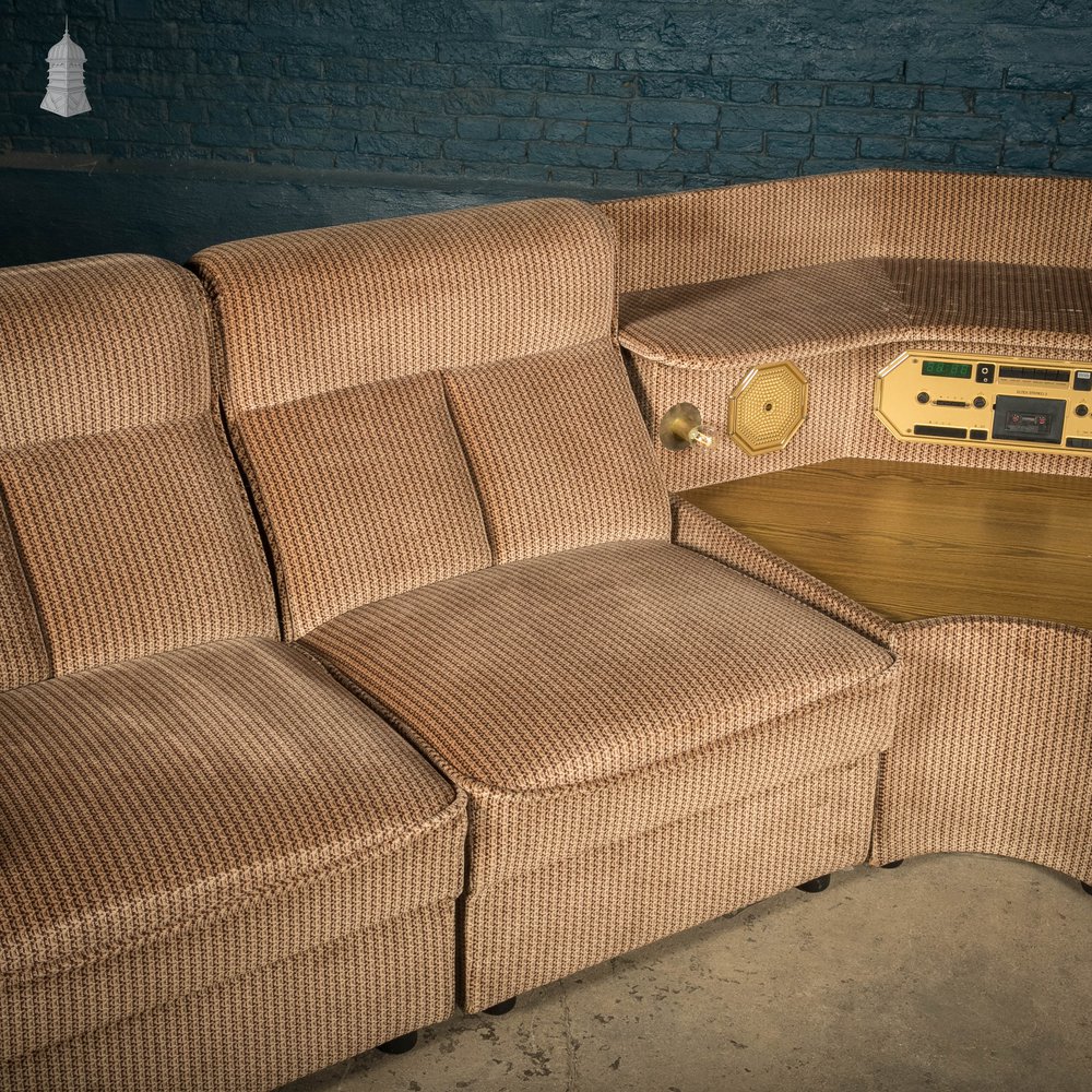 Modular Corner Sofa, Rare 1980’s Corner Suite with Built in Hi-Fi and Lamps