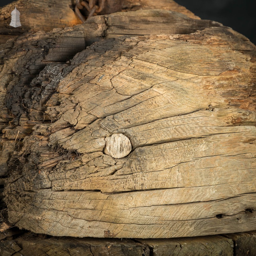 Hardwood Marker Buoy, Large Weathered Wooden Spere / Ball with Cast Iron Fixing Ring