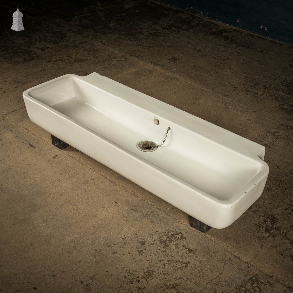 Long Trough Sink, Vintage Adamsez White Glazed Ceramic