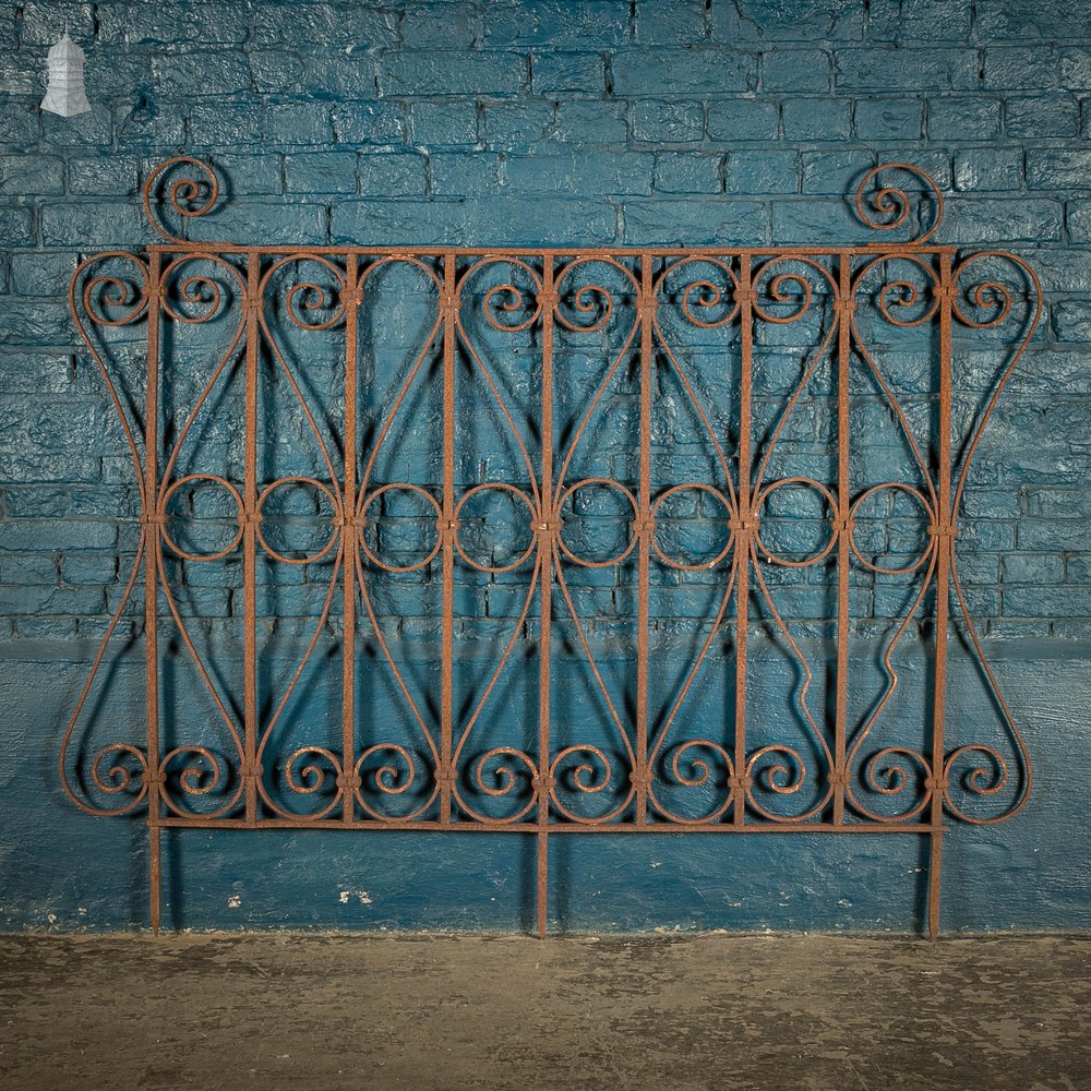 Wall Top Railing, Wrought Iron Scroll Design Panel