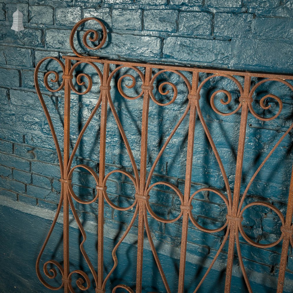 Wall Top Railing, Wrought Iron Scroll Design Panel