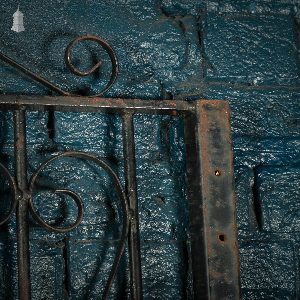 Pedestrian Gate and Panel, 20th C Wrought Iron Gate and Railing