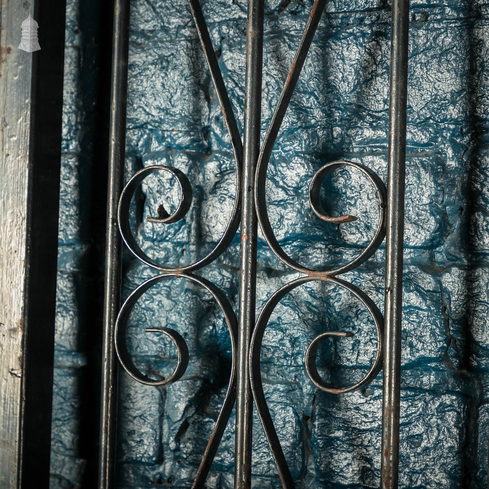 Pedestrian Gate and Panel, 20th C Wrought Iron Gate and Railing