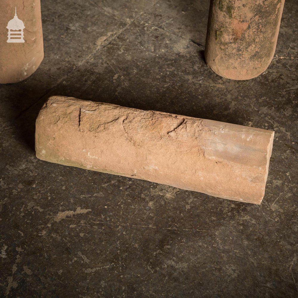 Batch of 9 19th C Cylindrical Sandstone Solid Pillars Columns