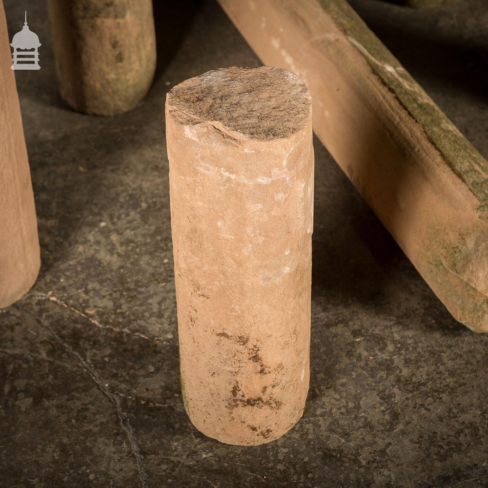 Batch of 9 19th C Cylindrical Sandstone Solid Pillars Columns