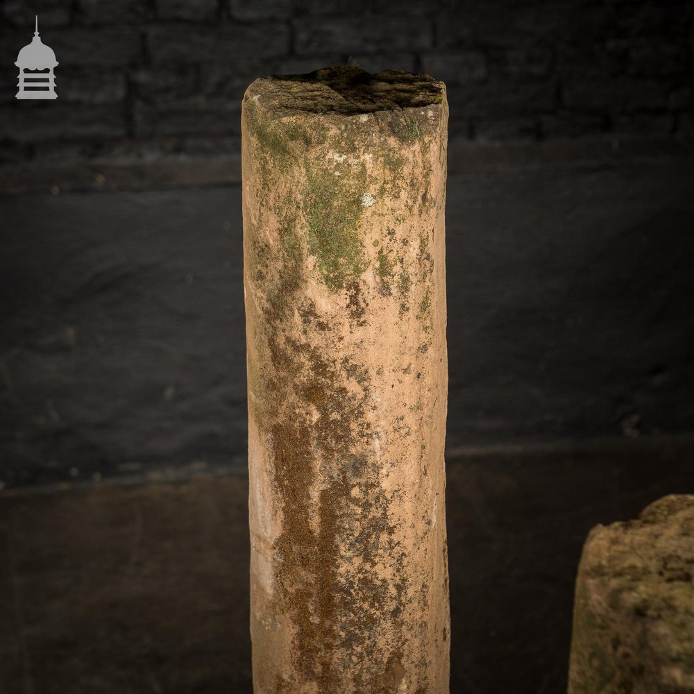 Batch of 9 19th C Cylindrical Sandstone Solid Pillars Columns