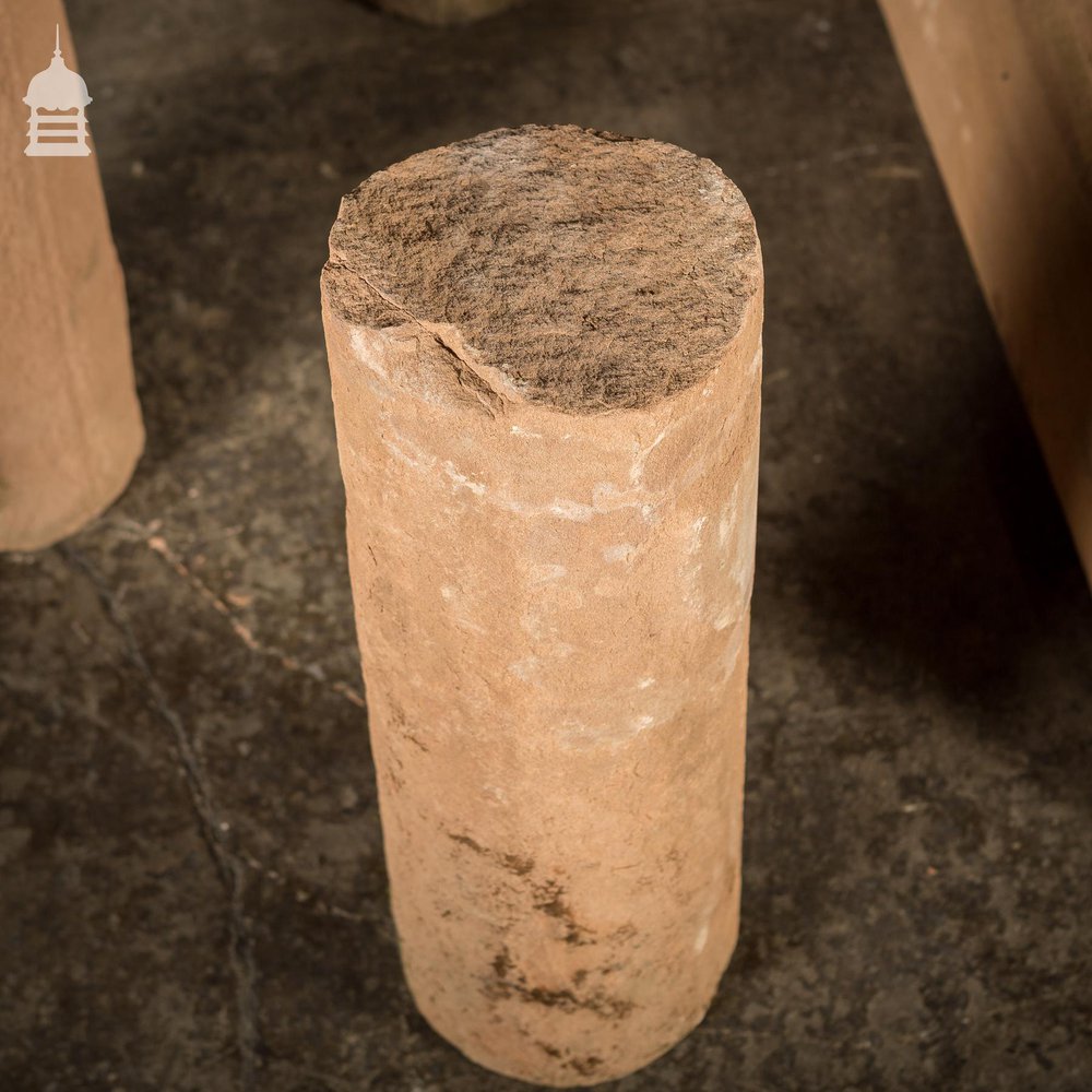 Batch of 9 19th C Cylindrical Sandstone Solid Pillars Columns