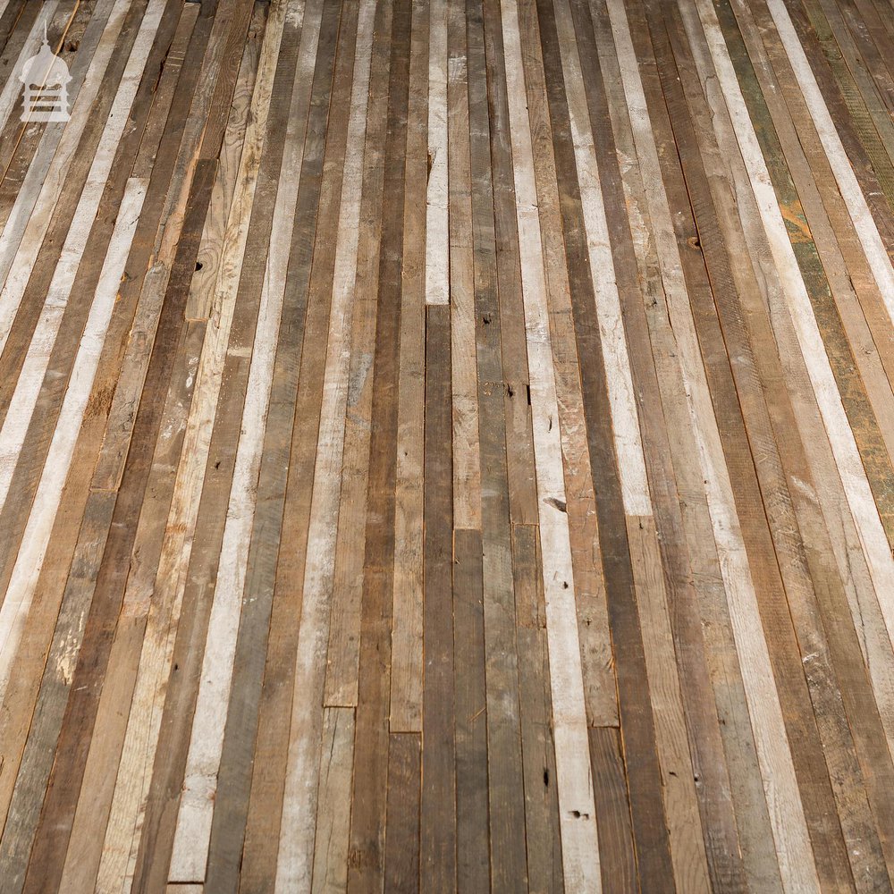 40mm Wide Oxidised Pine Strip Flooring Wall Cladding Cut from Victorian Joists