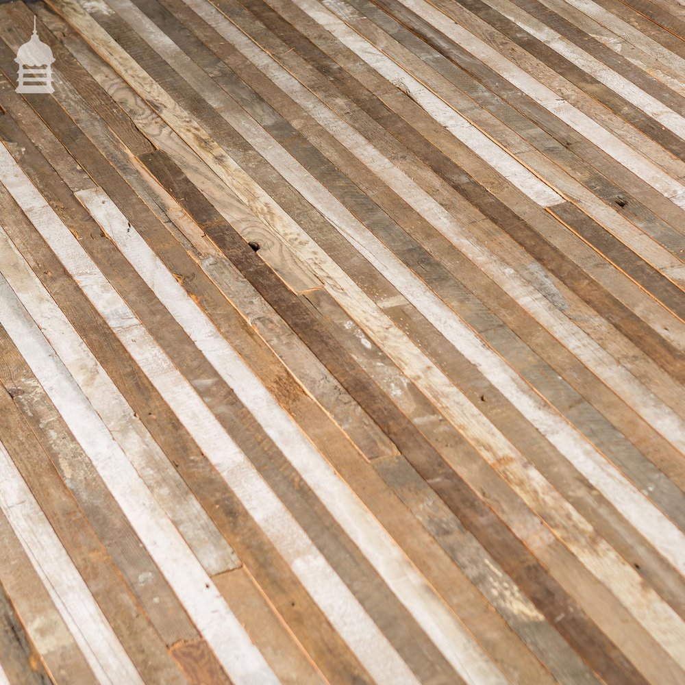 40mm Wide Oxidised Pine Strip Flooring Wall Cladding Cut from Victorian Joists