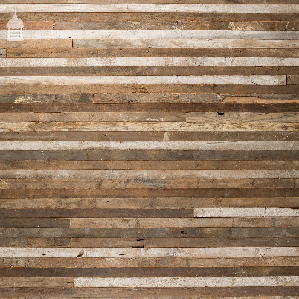 40mm Wide Oxidised Pine Strip Flooring Wall Cladding Cut from Victorian Joists