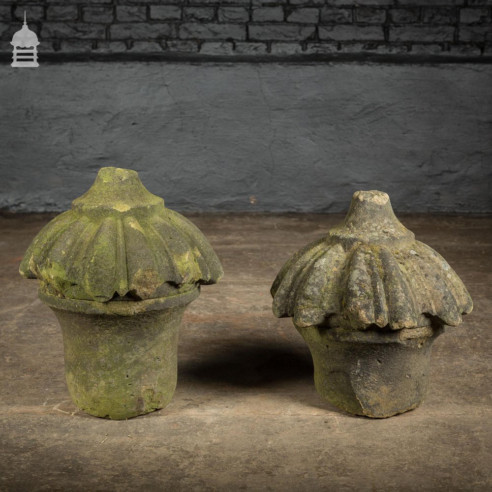 Pair of Carved Georgian Sandstone Pier Cap Finials