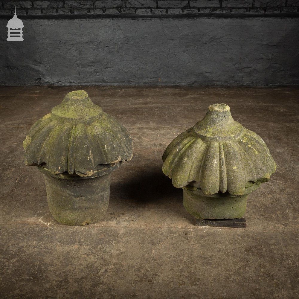 Pair of Carved Georgian Sandstone Pier Cap Finials