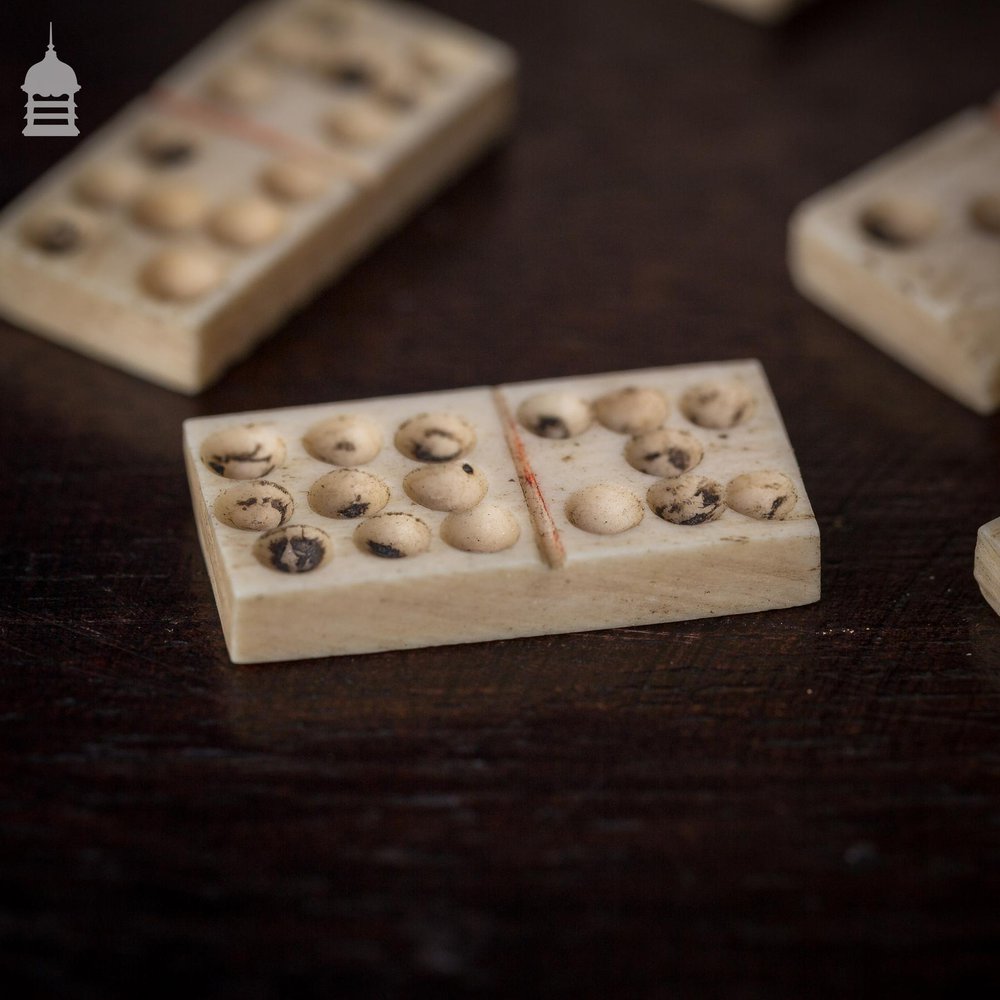 Napoleonic Prisoner of War Carved Bone Domino Set and Box Circa 1800