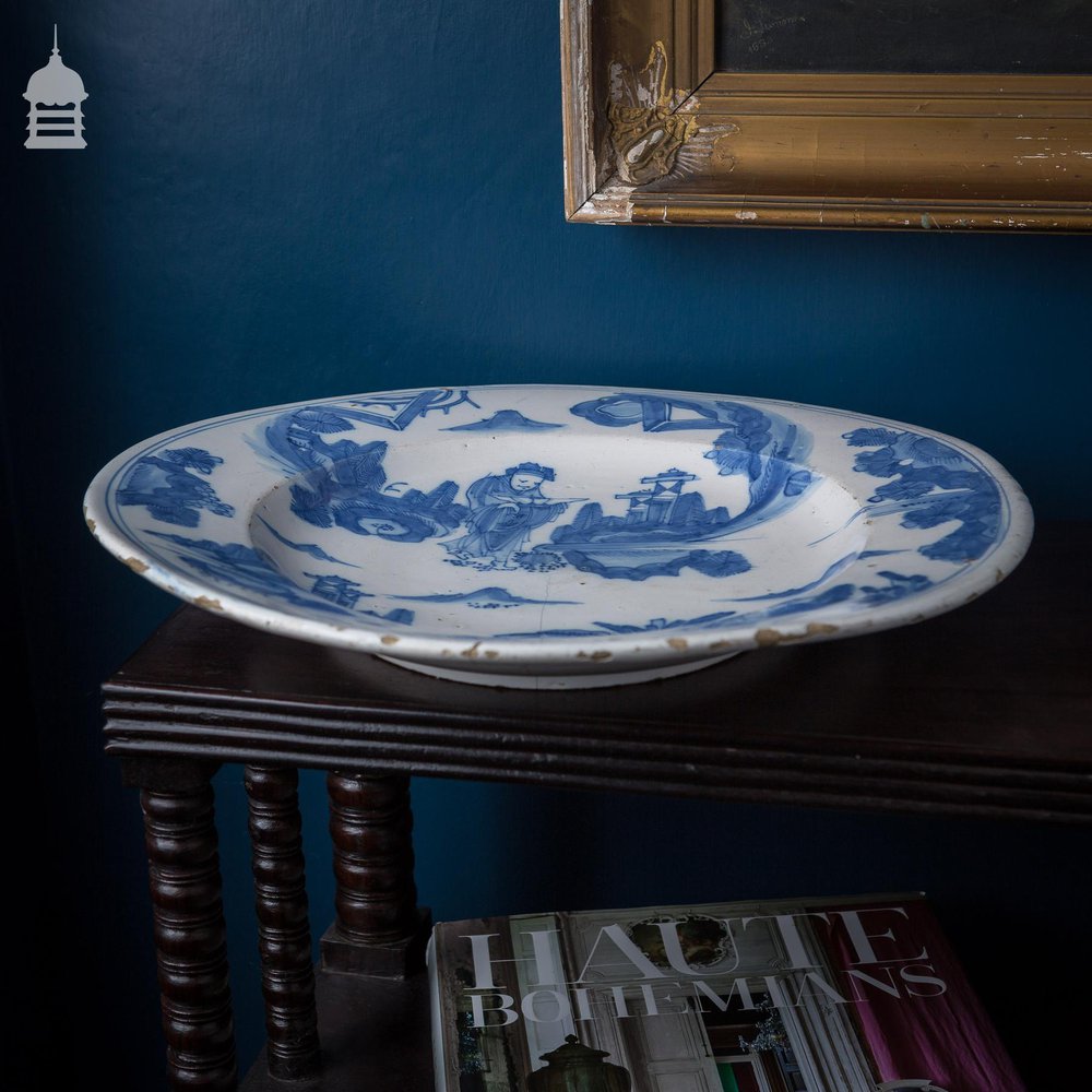 17th C Delft Blue and White Dish Bowl